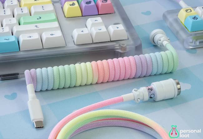 the pastel rainbow keyboard cable