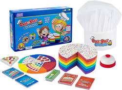Bake Challenge game packaging and all pieces including chef's hat