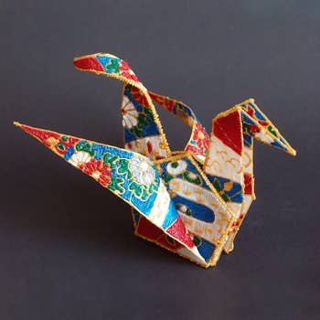 detailed origami crane made with the pen