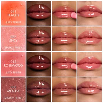 Peachy, Spicy, Rosewood, and Mocha, each with a juicy finish