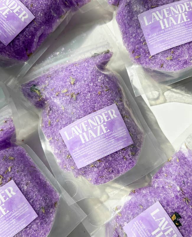bags of lavender haze bath soaks