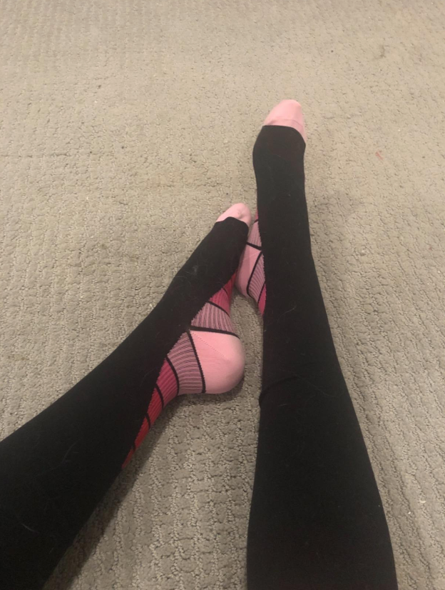 person wearing the knee high socks