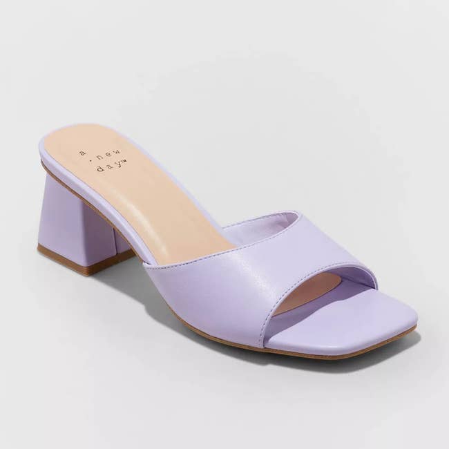Slip on heel in the shade lavender.