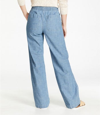 back of model wearing the chambray pants