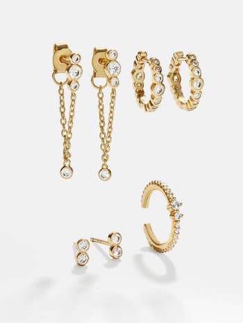 the gold and cubic zirconia earring set