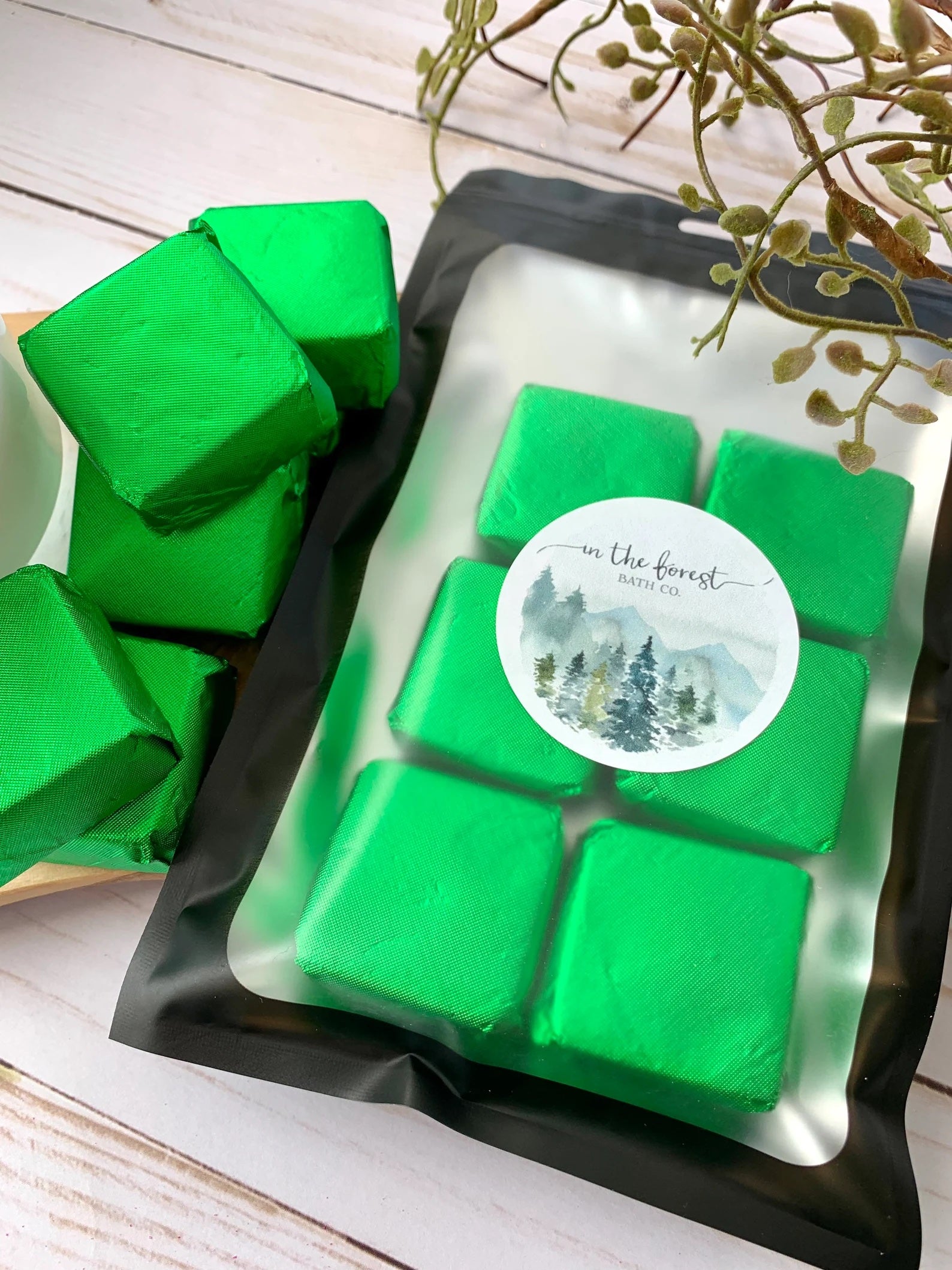 the pack of six steamers wrapped in green foil
