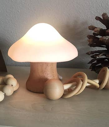 the mushroom lamp glowing
