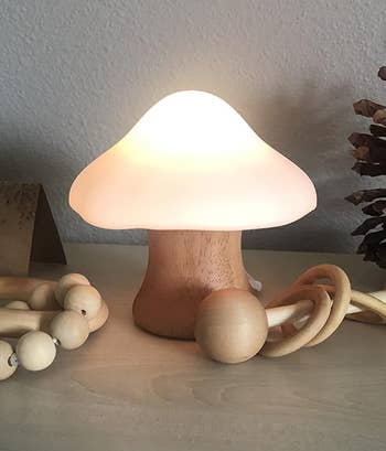 the mushroom lamp glowing