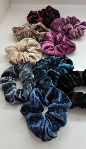 reviewers assorted scrunchies in different colors