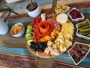 reviewers charcuterie board with food on it and in the bowls