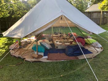 Reviewer pic showing the tent with the sides rolled up