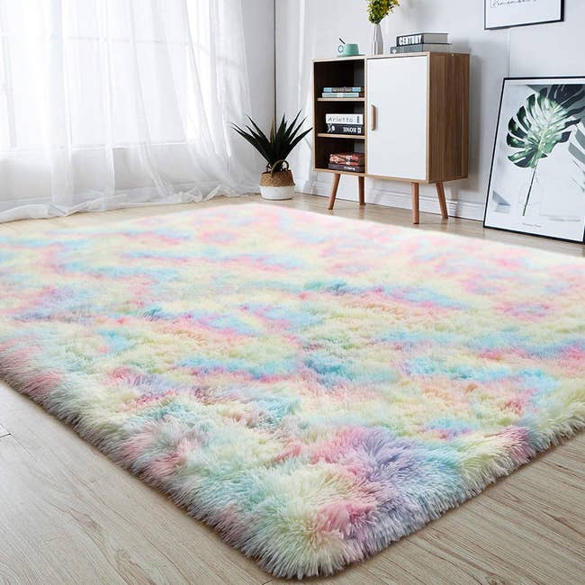 fuzzy rainbow rug