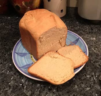 a loaf of fresh bread the same reviewer made using the bread maker