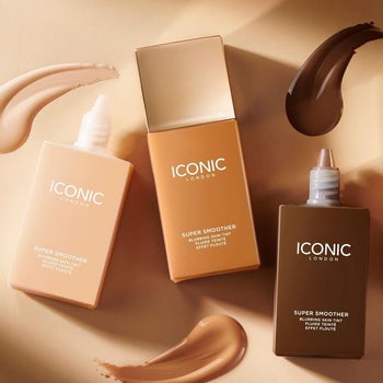 three of the shades of the super smoother blurring skin tint