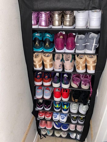 reviewer photo of sneakers in closet