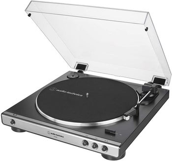 a silver turntable
