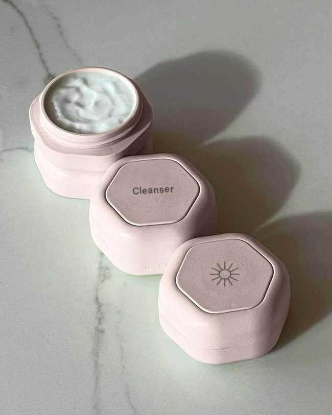 Set of three Cadence containers for skincare