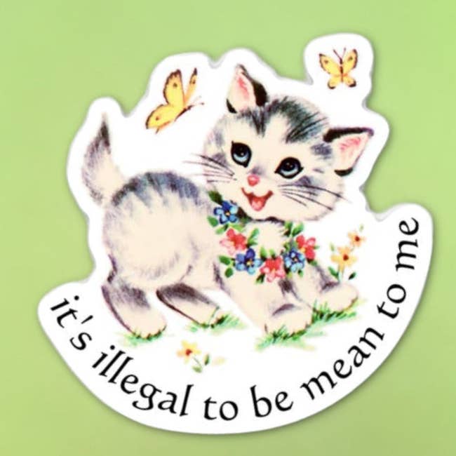 cat sticker that says 