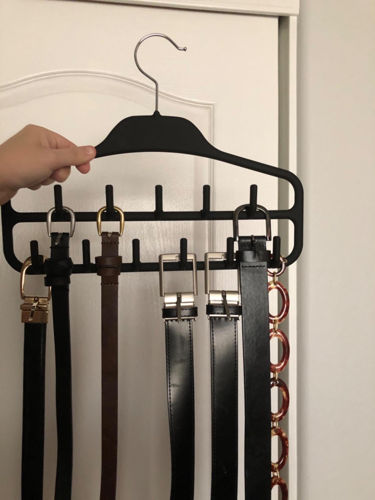 Belts placed on belt organizing hanger