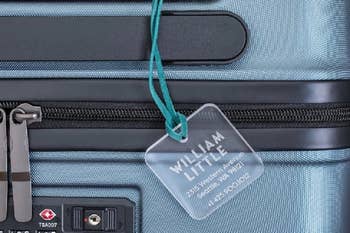clear engraved luggage tag