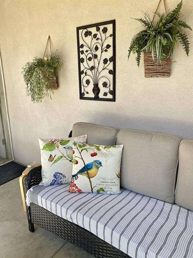 Outdoor seating with decorative cushions 