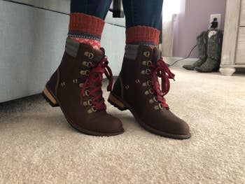 reviewer photo wearing waterproof boots