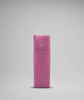 the pink towel neatly folded 