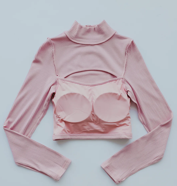 the top inside out to show the built-in bra