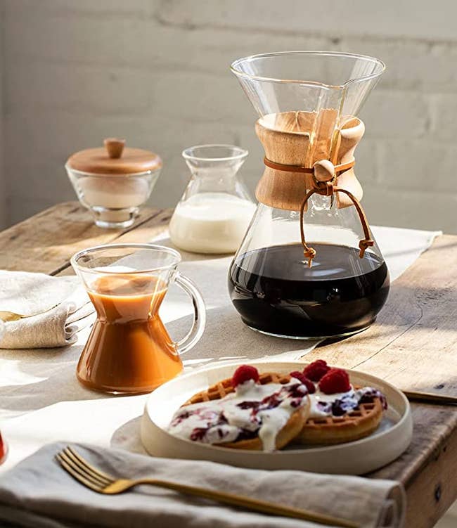 glass Chemex with wooden accents