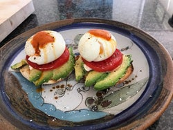 Reviewer pic of their poached eggs on sandwiches