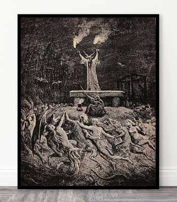 Art print of Gustave Doré's 'The Divine Comedy, Inferno' illustration with detailed scenes and characters
