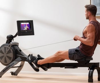 a model using a rowing machine