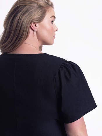 back view showing the puffy short sleeve design
