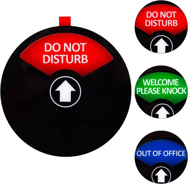 the privacy sign and all of its text options including do not disturb, welcome please knock, and out of office