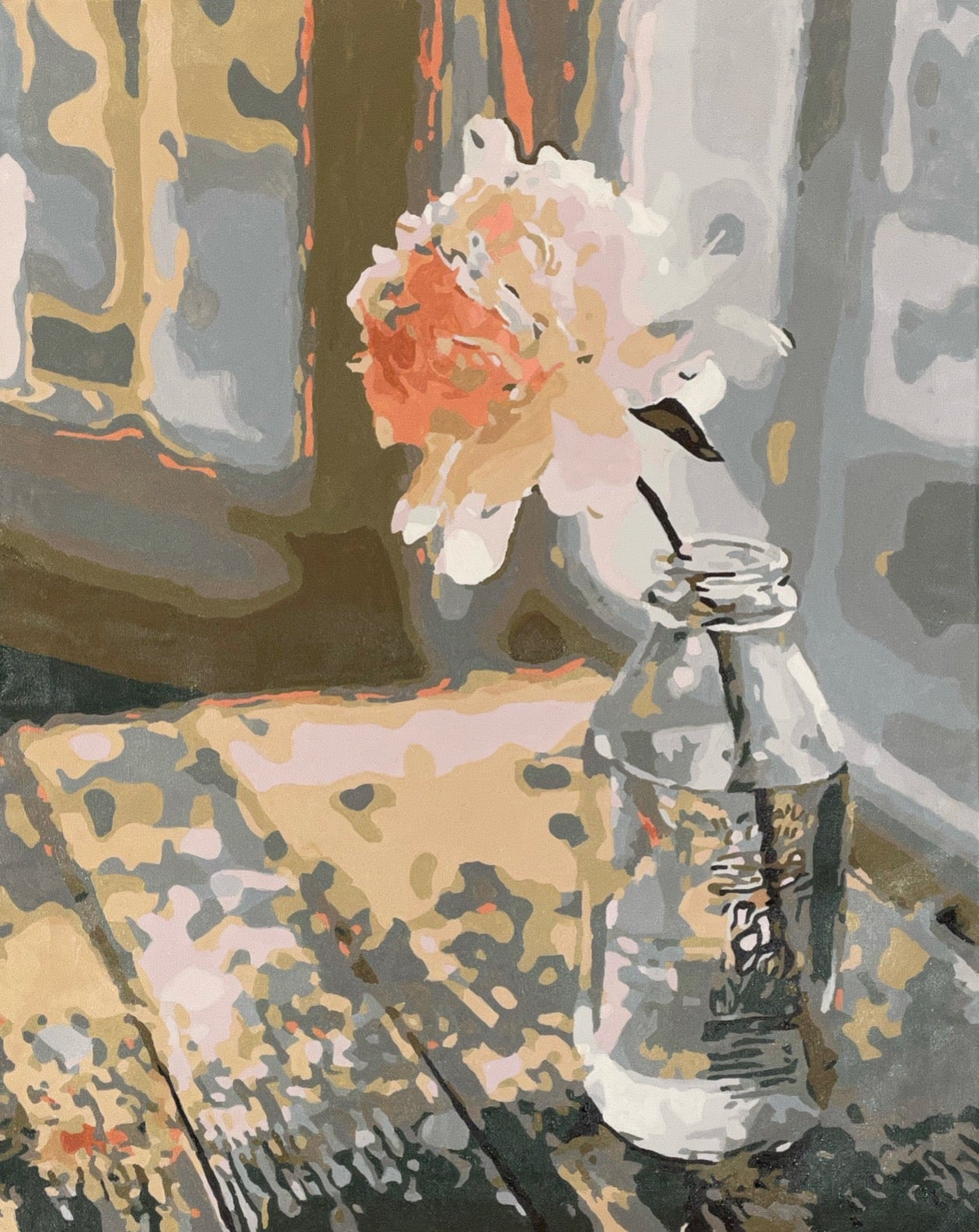 a completed paint by number image of a flower