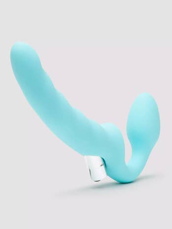 Teal strap-on with bullet vibrator