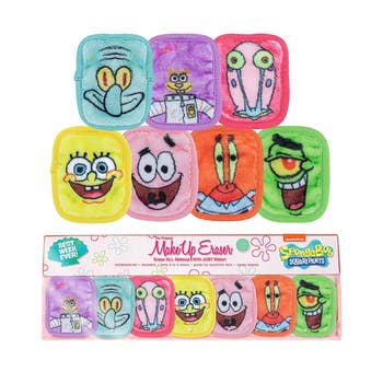 A pack of the Spongebob designed makeup erasers