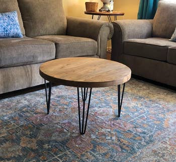 Reviewer image of the brown coffee table in their living room