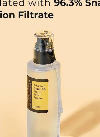 the cosrx snail mucin bottle with product dripping from the top