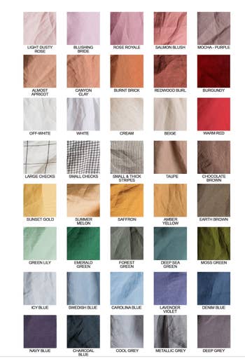 Color swatches of different dress fabrics 