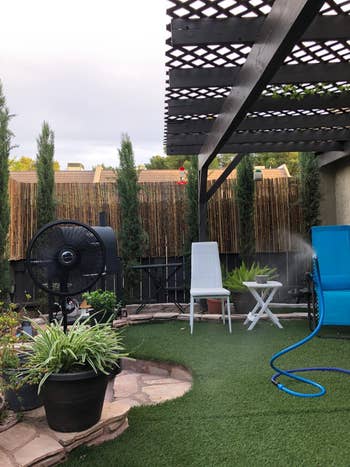 The mister lasting  connected  its ain  spraying h2o  successful  reviewer's backyard 