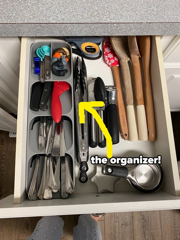 same reviewer showing the organizer with more room in the drawer