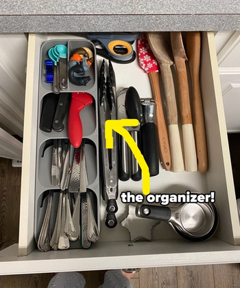 same reviewer showing the organizer with more room in the drawer