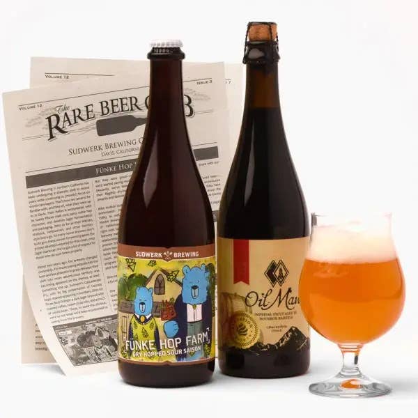 Two beer bottles, one labeled