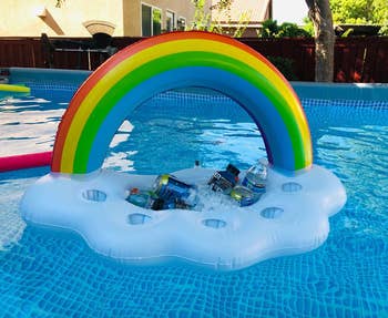 the rainbow float in pool