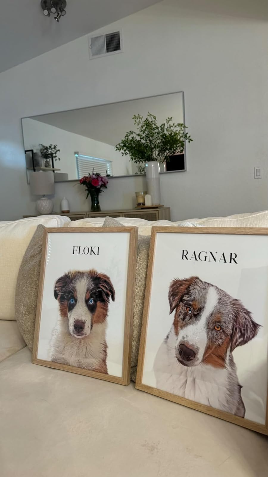 Two framed favored  portraits labeled 