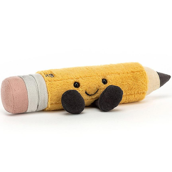 plush pencil with happy face and feet