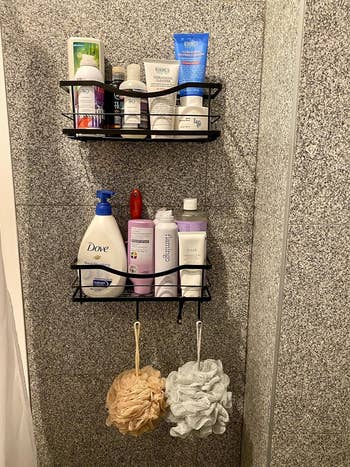 Two shower shelves