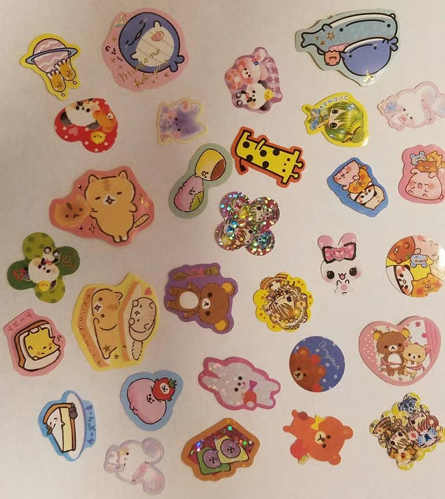 assorted kawaii stickers in cute and colorful designs