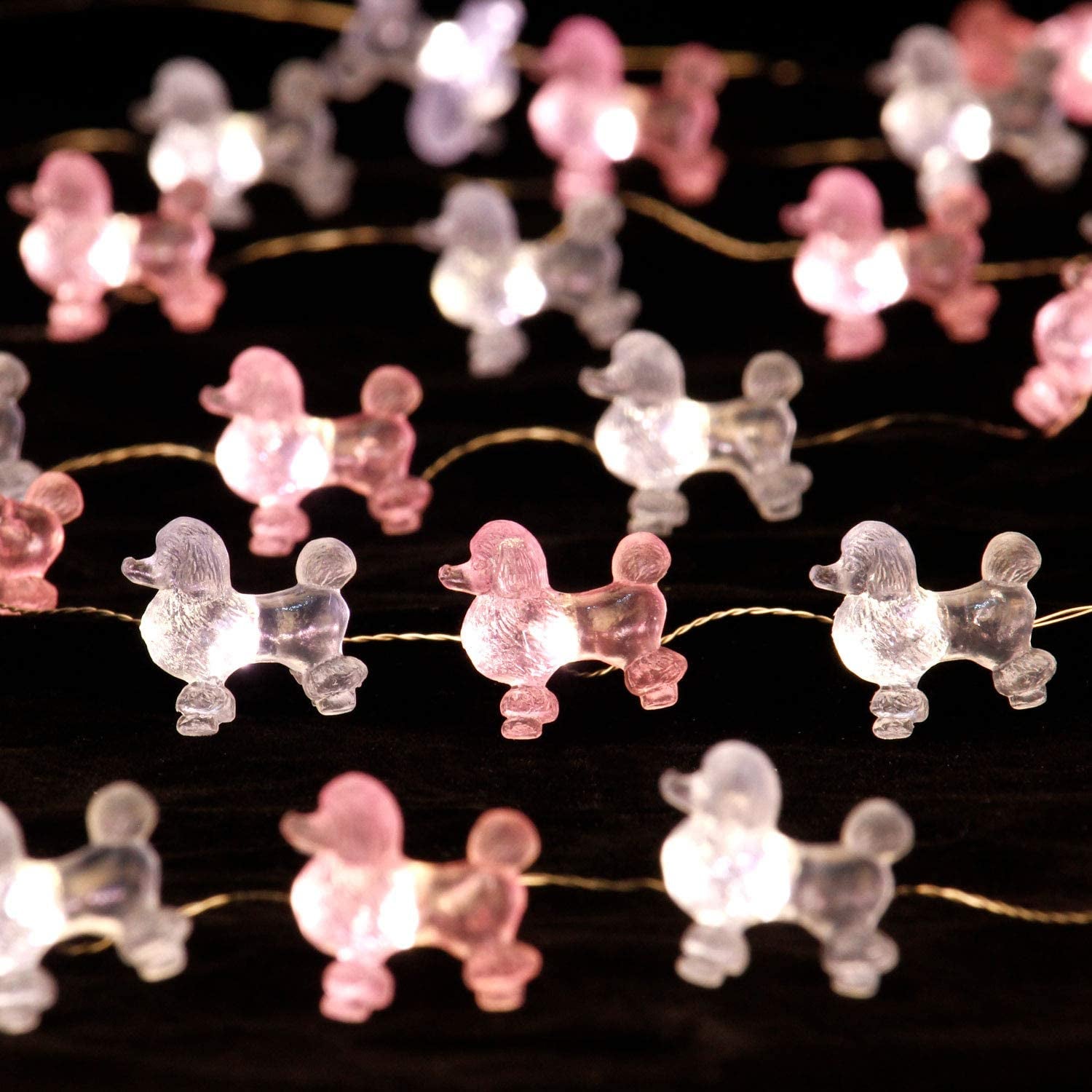 fairy lights with poodle charms 